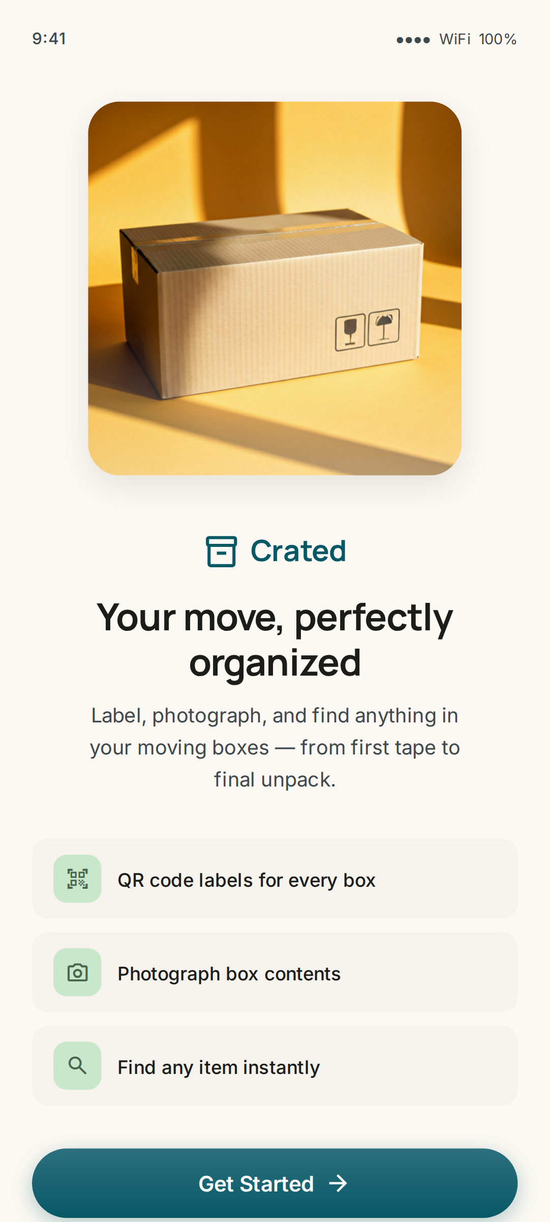 Crated welcome screen